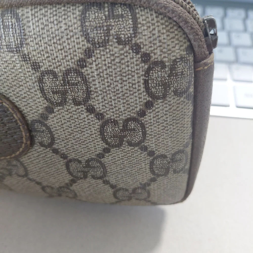 Gucci Beige and Brown GG Logo Cosmetic Case